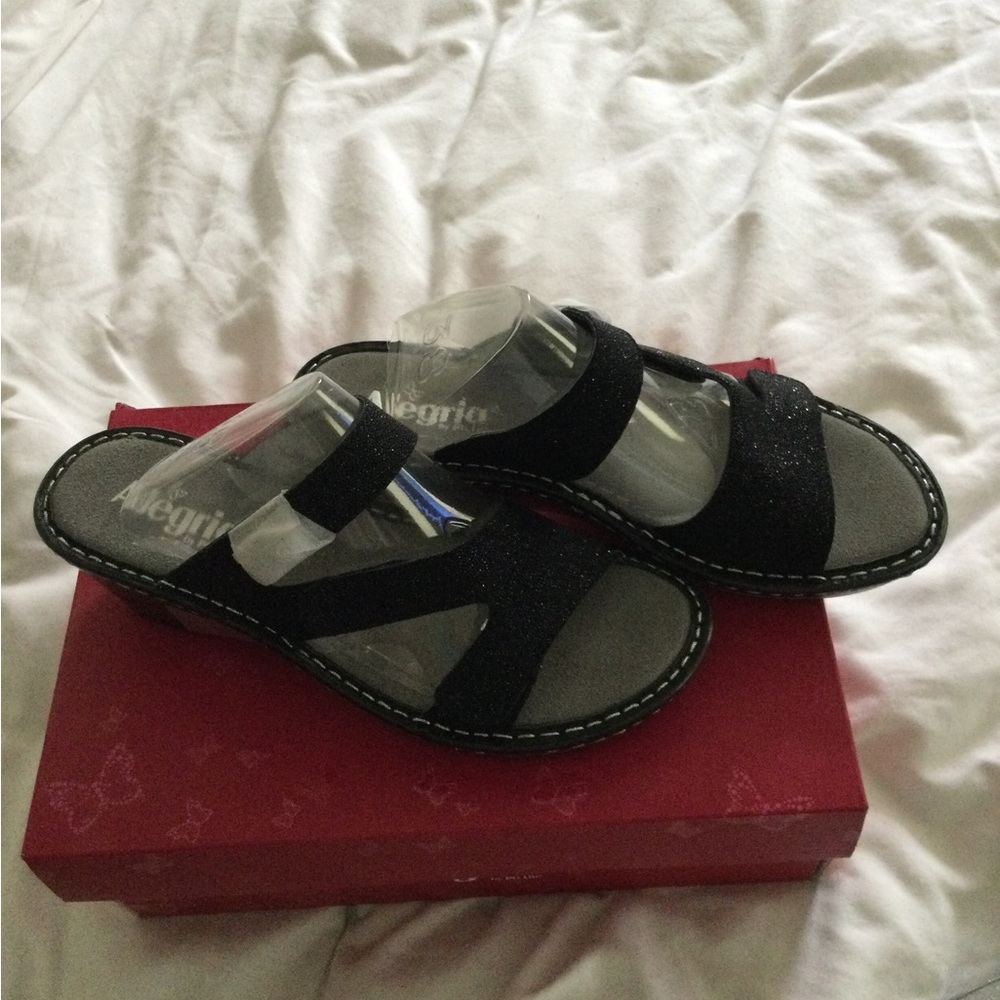 Alegria black glitteroti sandals NIB 38 gorgeous! 7.5 - 8